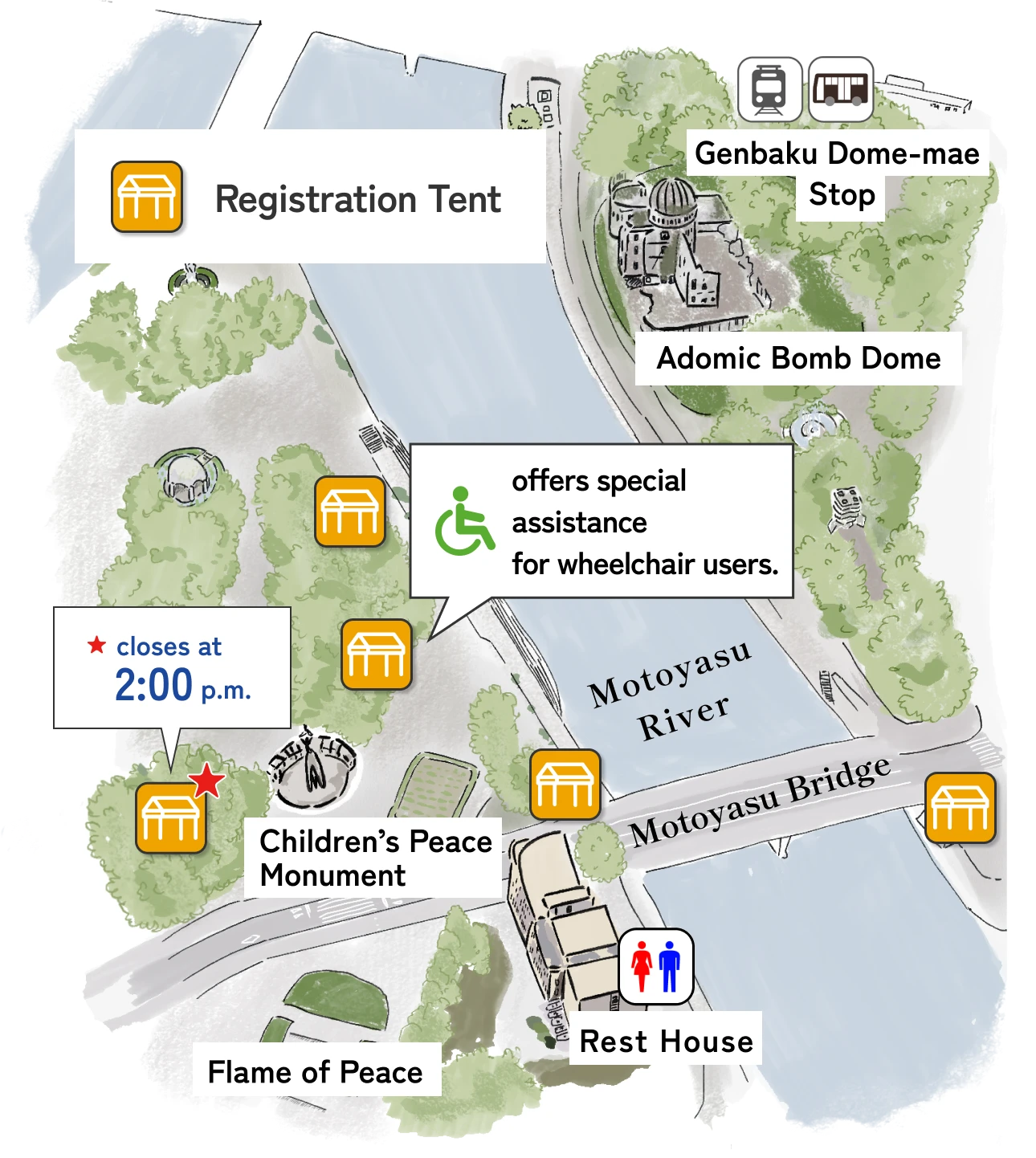 Locations of the lantern reception tents